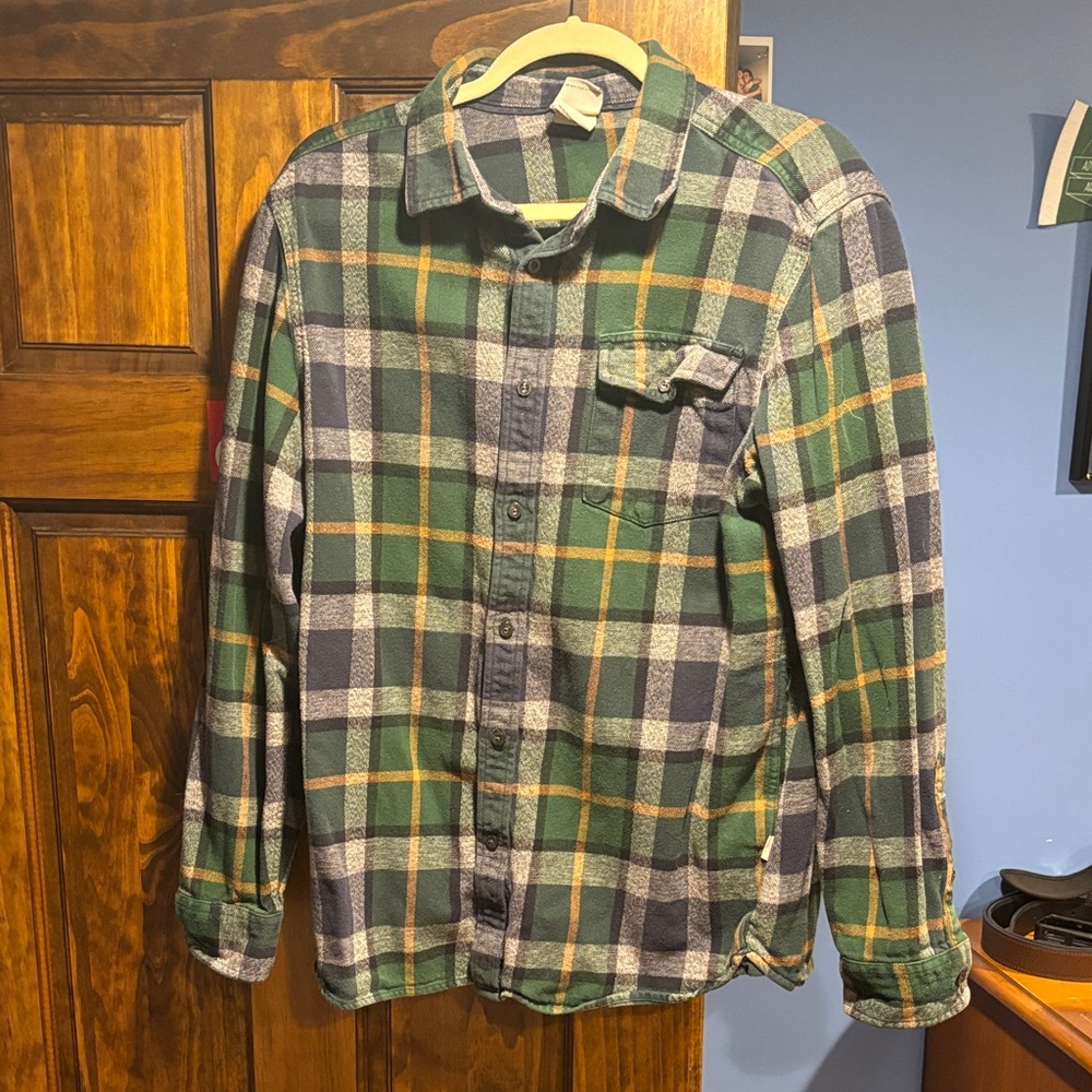 The North Face Green and Blue Plaid Shirt